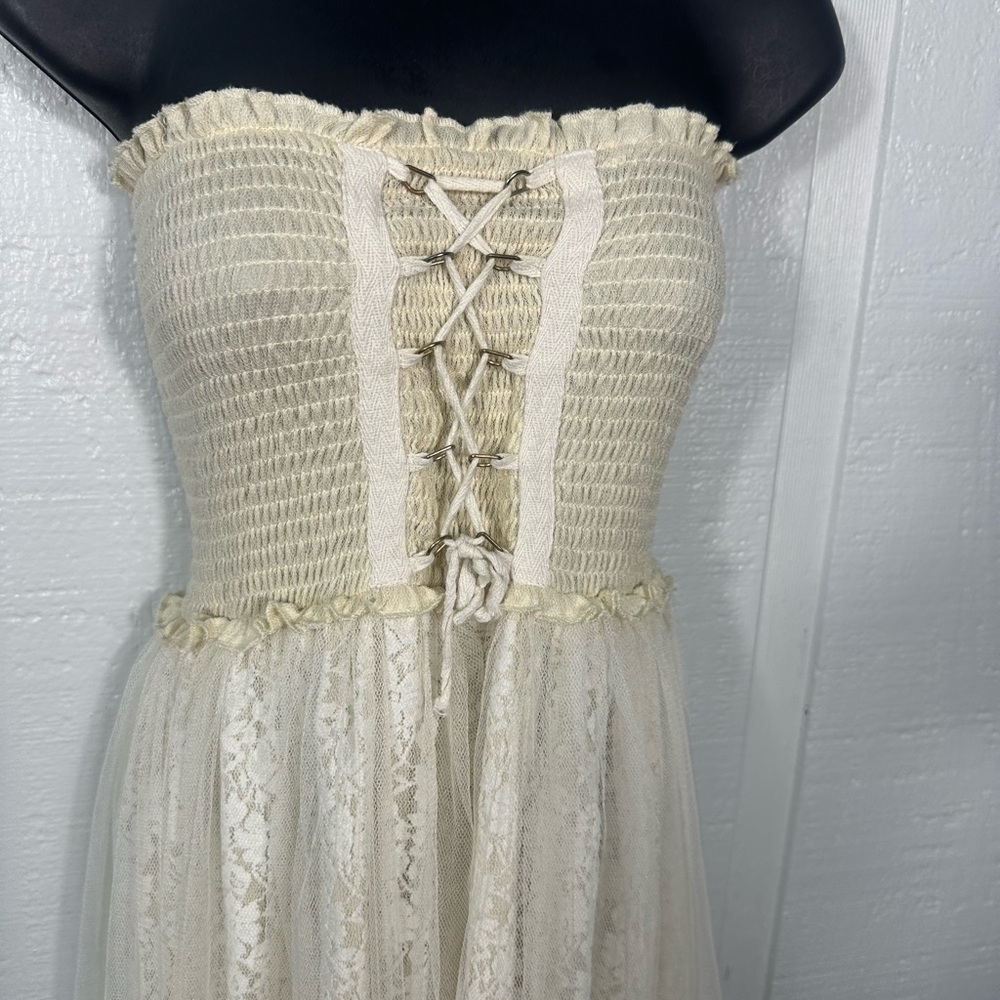 Vintage Sassy Bling Ivory Corset Bodice Toole Skirt Dress Size Small EUC - Picture 4 of 9